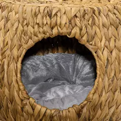 PawHut Wicker Cat Bed Cat House Stool with Washable Cushion, 44 x 43 x 41cm - 9