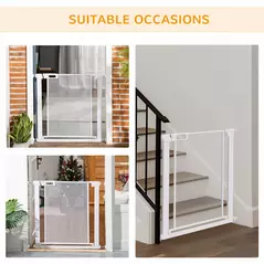 PawHut Pet Safety Gate, for Doorways, Staircases, Hallways, with 75-82cm Adjustable Width - White - 7