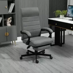 Vinsetto Office Chair, Computer Desk Chair, Fabric Swivel Chair with Adjustable Height and Rolling Wheels for Home Office Work Study, Grey - 2