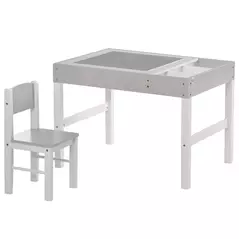 HOMCOM Kids Table and Chair Set, with Storage Space - Grey - 1