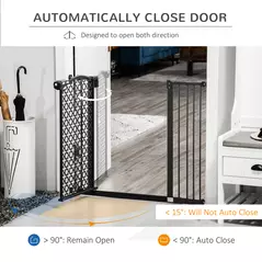 PawHut 74-105cm Pet Safety Gate Stair Barrier, with Auto Close, Double Locking - Black - 5