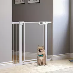 PawHut Pet Safety Gate, for Doorways, Staircases, Hallways, with Extensions Kit, 75-103cm - White - 9