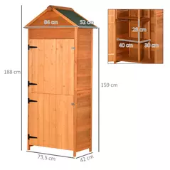 Outsunny Wooden Outdoor Storage Shed, Compact Utility Outdoor Tool Shed with Lockable Double Doors and Shelves, Orange - 3