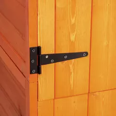 Outsunny Wooden Outdoor Storage Shed, Compact Utility Outdoor Tool Shed with Lockable Double Doors and Shelves, Orange - 8