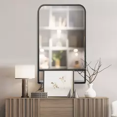 HOMCOM Modern Square Wall Mirror with Storage Shelf, 86 x 53 Mirrors for Living Room, Bedroom, Black - 7