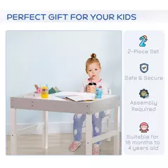 HOMCOM Kids Table and Chair Set, with Storage Space - Grey - 6