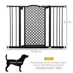 PawHut 74-105cm Pet Safety Gate Stair Barrier, with Auto Close, Double Locking - Black - 3