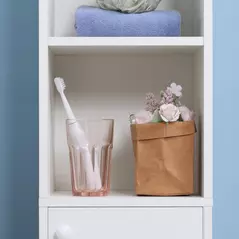 kleankin Tall Bathroom Storage Cabinet with Mirror, Narrow Bathroom Unit, Freestanding Bathroom Cupboard with Adjustable Shelves and 2 Doors, White - 7