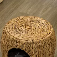 PawHut Wicker Cat Bed Cat House Stool with Washable Cushion, 44 x 43 x 41cm - 8