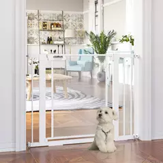 PawHut Pet Safety Gate, for Doorways, Staircases, Hallways, with Extensions Kit, 75-103cm - White - 2