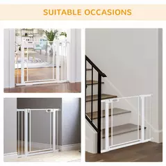 PawHut Pet Safety Gate, for Doorways, Staircases, Hallways, with Extensions Kit, 75-103cm - White - 7