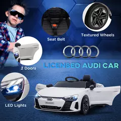 HOMCOM Audi Licensed 12V Kids Electric Ride-On, with Remote Control, Suspension System, Lights, Music, Motor - White - 4
