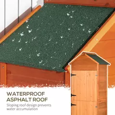 Outsunny Wooden Outdoor Storage Shed, Compact Utility Outdoor Tool Shed with Lockable Double Doors and Shelves, Orange - 5