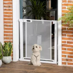 PawHut Pet Safety Gate, for Doorways, Staircases, Hallways, with 75-82cm Adjustable Width - White - 2