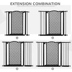 PawHut 74-105cm Pet Safety Gate Stair Barrier, with Auto Close, Double Locking - Black - 7