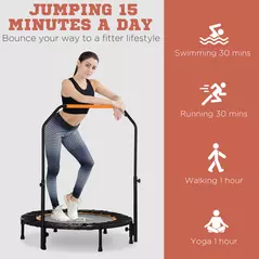 HOMCOM 40" Foldable Mini Fitness Trampoline, with Adjustable Foam Handle, Orange - 7