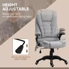 Vinsetto Office Chair, Ergonomic Fabric Desk Chair with 6-Point Massage and Back Heated, Arms, Lumbar Support, Light Grey - 5