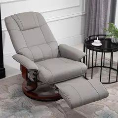 HOMCOM Reclining Swivel Chair, with Footrest - Grey - 2