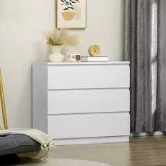 HOMCOM Chest of Three Drawers - White - 2