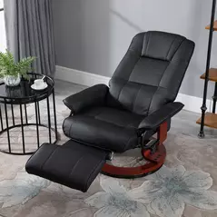 HOMCOM Reclining Swivel Chair, with Footrest - Black - 2