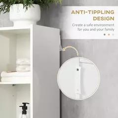 kleankin Tall Bathroom Cabinet with Adjustable Shelves, 5-Tier Modern Freestanding Tallboy with Storage Cabinets, White - 7