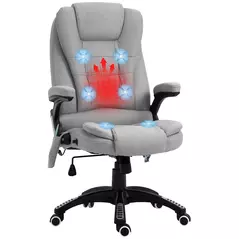 Vinsetto Office Chair, Ergonomic Fabric Desk Chair with 6-Point Massage and Back Heated, Arms, Lumbar Support, Light Grey - 1