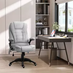 Vinsetto Office Chair, Ergonomic Fabric Desk Chair with 6-Point Massage and Back Heated, Arms, Lumbar Support, Light Grey - 2