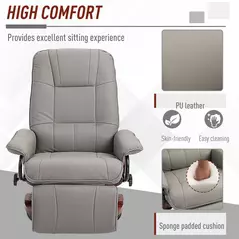 HOMCOM Reclining Swivel Chair, with Footrest - Grey - 7