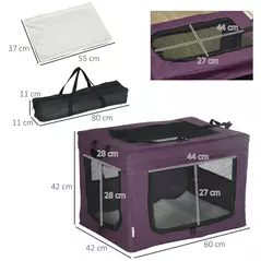 PawHut 60cm Pet Carrier, with Cushion, for Miniature Dogs - Purple - 3
