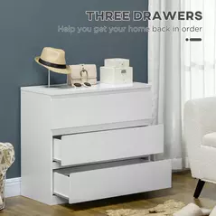 HOMCOM Chest of Three Drawers - White - 5