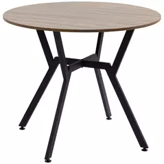 HOMCOM Dining Table, Round Kitchen Table with Black Legs, Anti-slip Foot Pads for Living Room, Dining Room 90 x 76 cm, Brown - 1