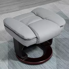 HOMCOM Recliner Chair With footstool, Recliner Armchair up to 130kg Weight Capacity, 135° Reclining Swivel Sofa Chair, PU Leather Ergonomic Couch Bed with Swivel Wood Base for Living Room, Grey - 9