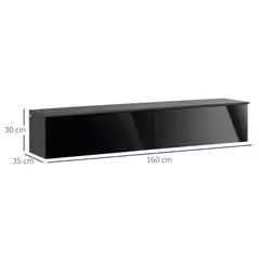 HOMCOM 160cm High Gloss Floating TV Unit Stand for TVs up to 70", Wall Mounted TV Cabinet with Storage Cupboards, Grey and Black - 3