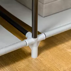 HOMCOM Fabric Wardrobe, Portable Wardrobe with 6 Shelves, 1 Hanging Rail, Foldable Closets, 103 x 43 x 162.5 cm, Light Grey - 9