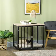 PawHut Dog Cage Side Table, with Cushion, for Small and Medium Dogs - 2