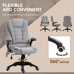 Vinsetto Office Chair, Ergonomic Fabric Desk Chair with 6-Point Massage and Back Heated, Arms, Lumbar Support, Light Grey - 8