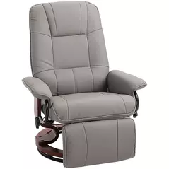 HOMCOM Reclining Swivel Chair, with Footrest - Grey - 1