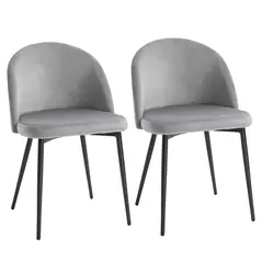 HOMCOM Dining Chairs Set of 2 Contemporary Design for Office Dining Kitchen with Soft Fabric Seat and Back Living Room, Grey - 1