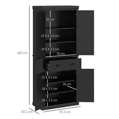 HOMCOM Freestanding Multi-Storage Kitchen Cabinet - Black - 3