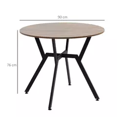 HOMCOM Dining Table, Round Kitchen Table with Black Legs, Anti-slip Foot Pads for Living Room, Dining Room 90 x 76 cm, Brown - 3