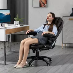 HOMCOM 6-Point Massage Office Chair with Seat Heated for Home Office, PU Leather High Back Executive Desk Chair with Adjustable Height and 360° Swivel for Work Study, Brown - 8