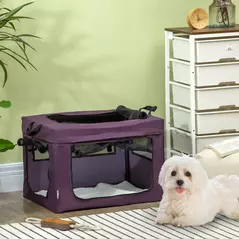 PawHut 60cm Pet Carrier, with Cushion, for Miniature Dogs - Purple - 2
