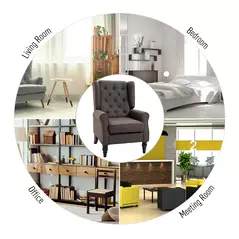 HOMCOM Wingback Accent Chair, Retro Upholstered Button Tufted Occasional Chair for Living Room and Bedroom, Brown - 7