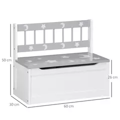 ZONEKIZ 2 In 1 Kids Storage Bench, Toy Box w/ Safety Rod - Grey - 3