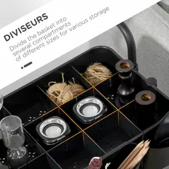 HOMCOM Three-Tier Home Trolley, with Handle and Wheels - Black - 6