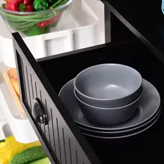 HOMCOM Freestanding Multi-Storage Kitchen Cabinet - Black - 8