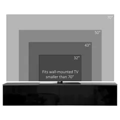 HOMCOM 160cm High Gloss Floating TV Unit Stand for TVs up to 70", Wall Mounted TV Cabinet with Storage Cupboards, Grey and Black - 6