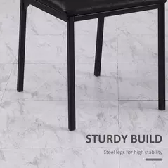 HOMCOM Modern Dining Chairs Upholstered Faux Leather Accent Chairs with Metal Legs for Kitchen, Set of 4, Black - 4