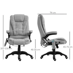 Vinsetto Office Chair, Ergonomic Fabric Desk Chair with 6-Point Massage and Back Heated, Arms, Lumbar Support, Light Grey - 3