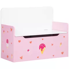 ZONEKIZ 2-in-1 Kids Storage Bench, Toy Box w/ Safety Rod - Pink - 1